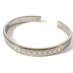 Dior Cannage logo Bangle Bracelet Metal Silver